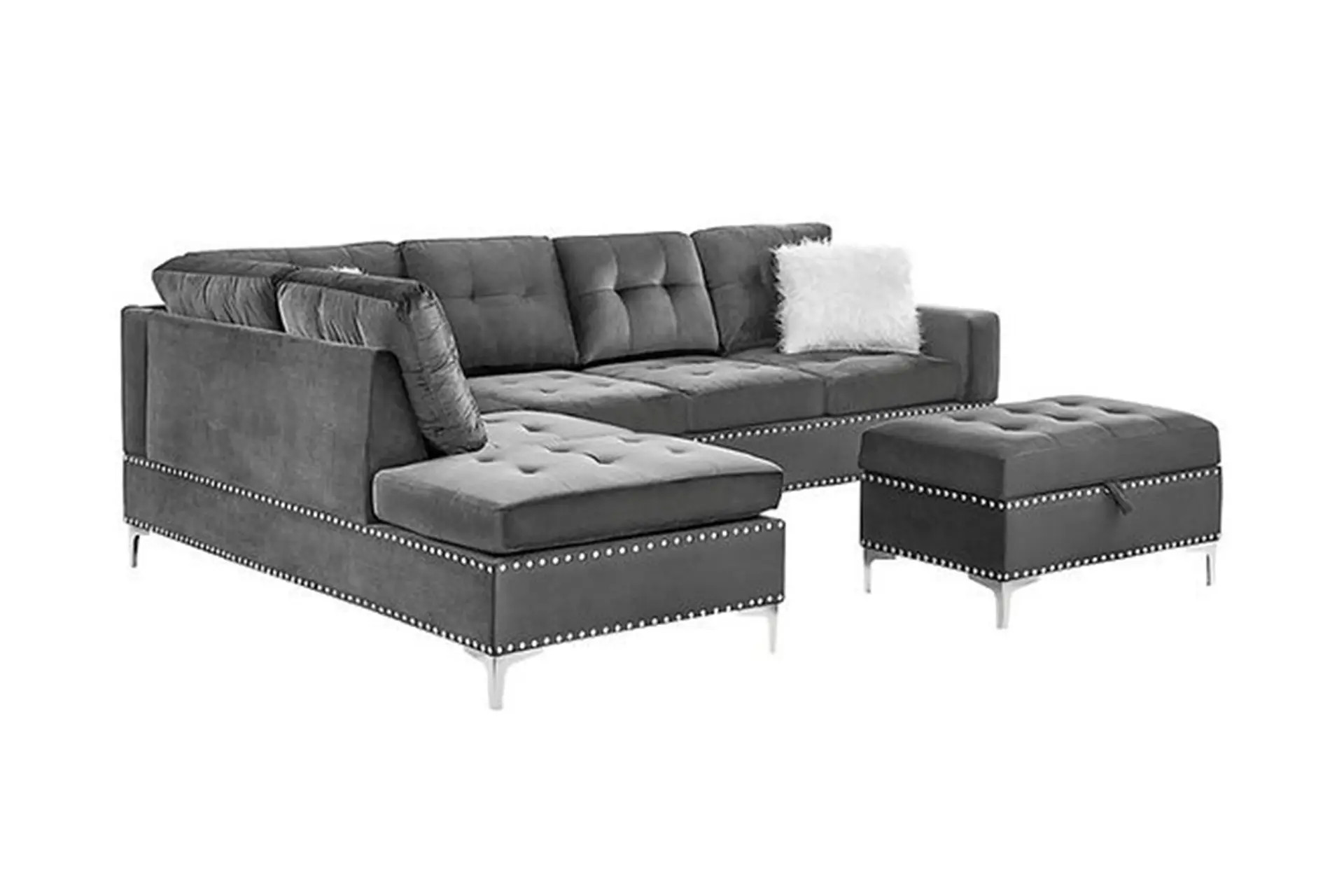 New Era Joy Grey Reversible Sectional.