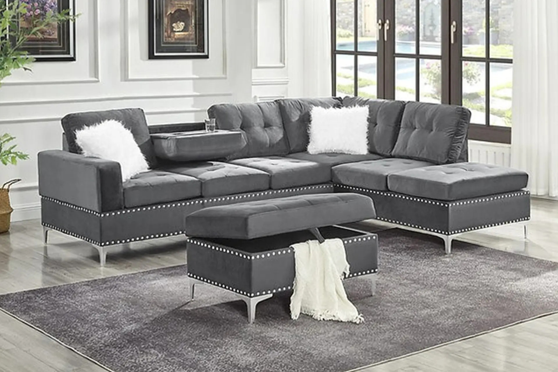 New Era Joy Grey Reversible Sectional.