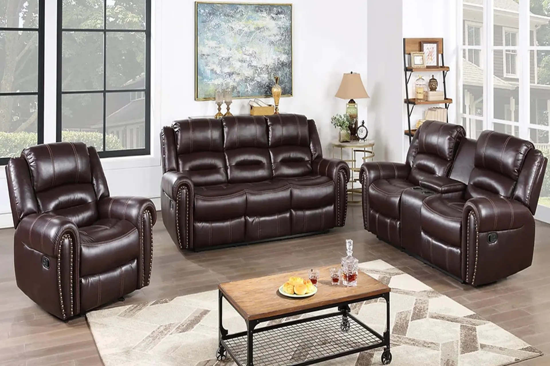 Sofa recliner shop set leather