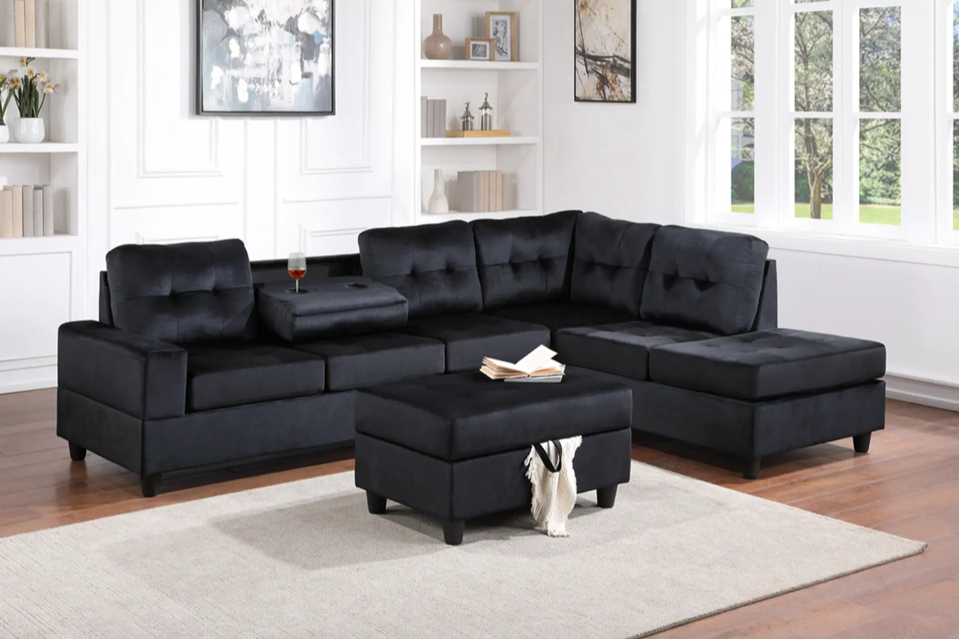 Black reversible clearance sectional