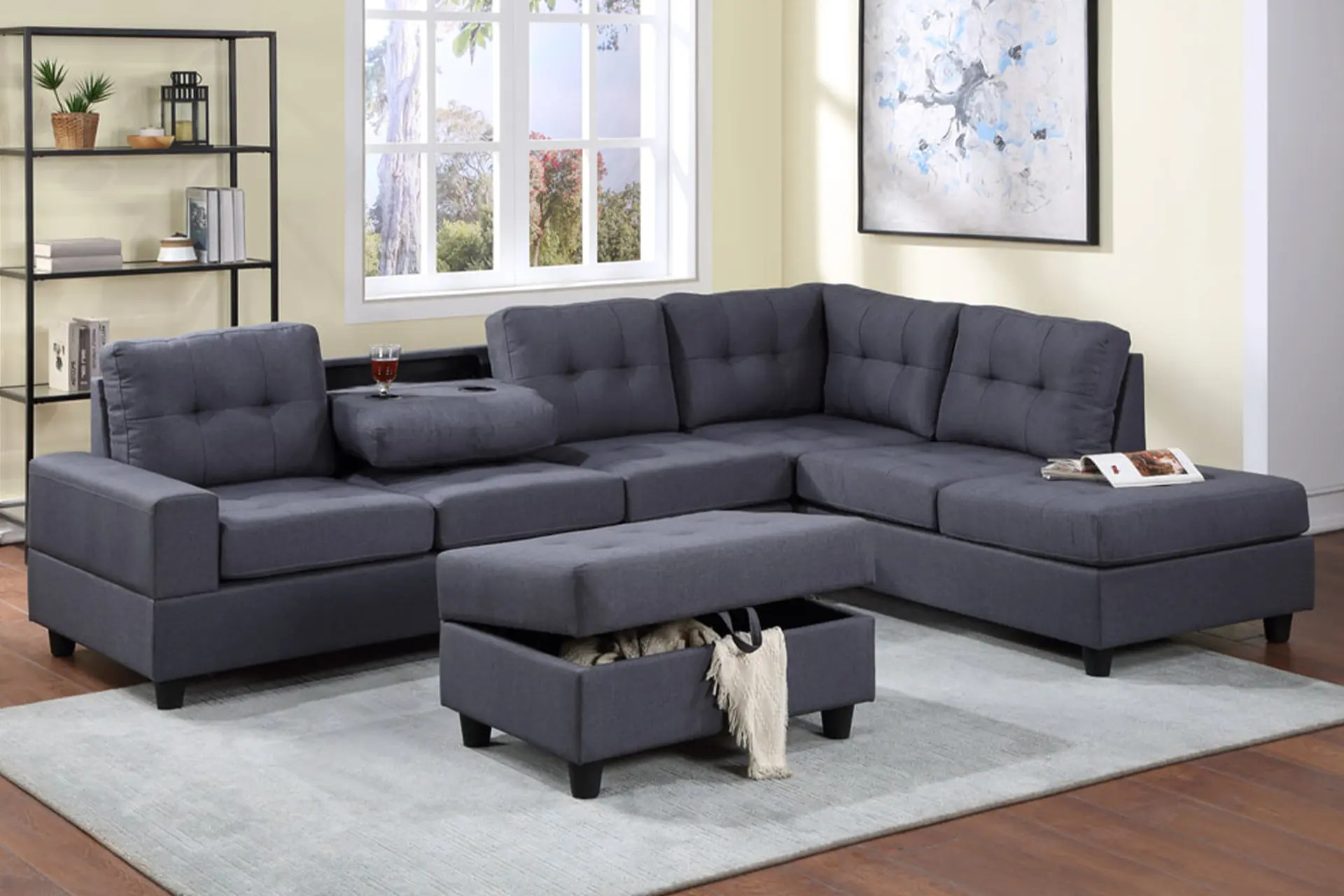 Heights Gray Linen Reversible Sectional.