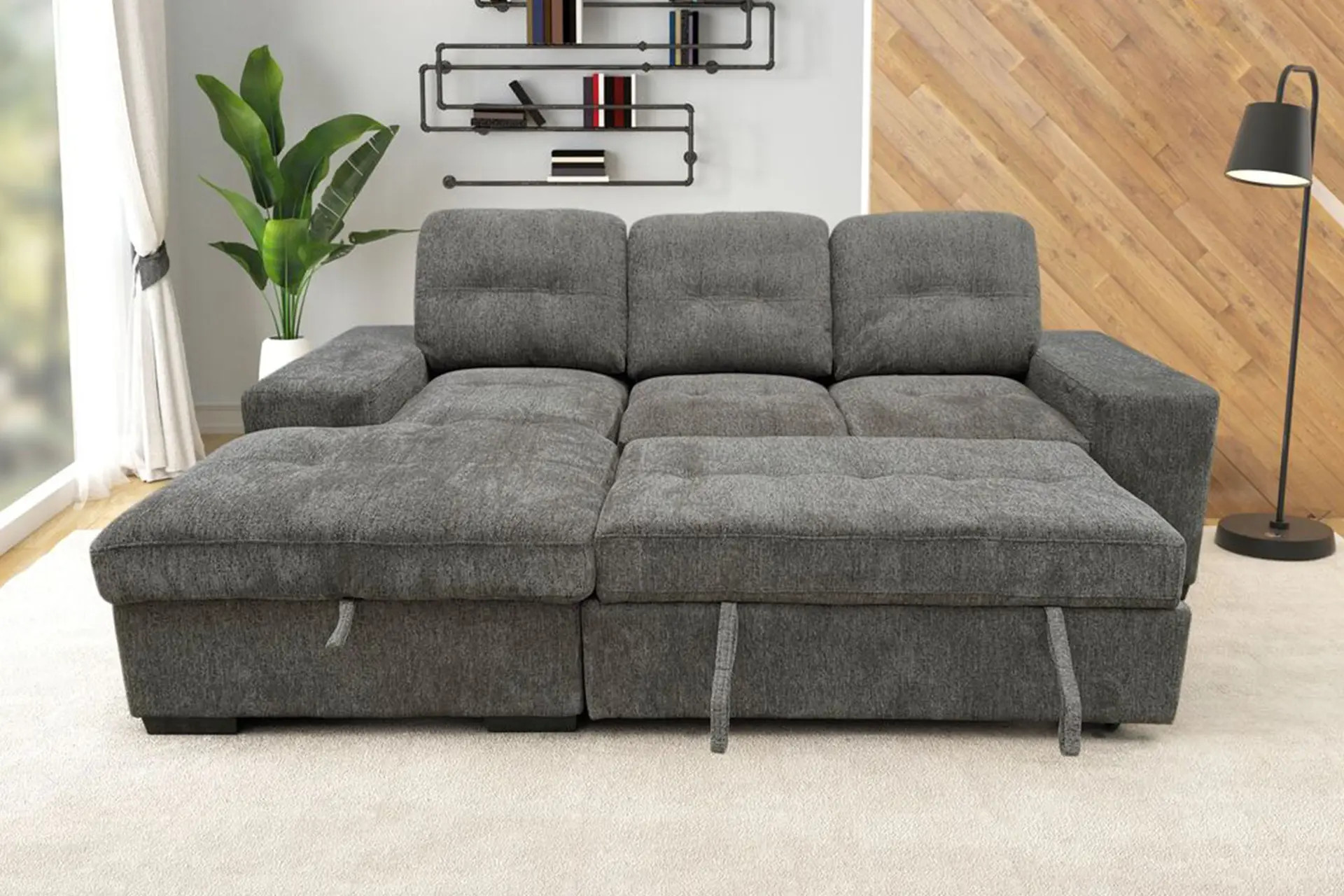 Kevin Gray Sectional with Pull-Out Bed.