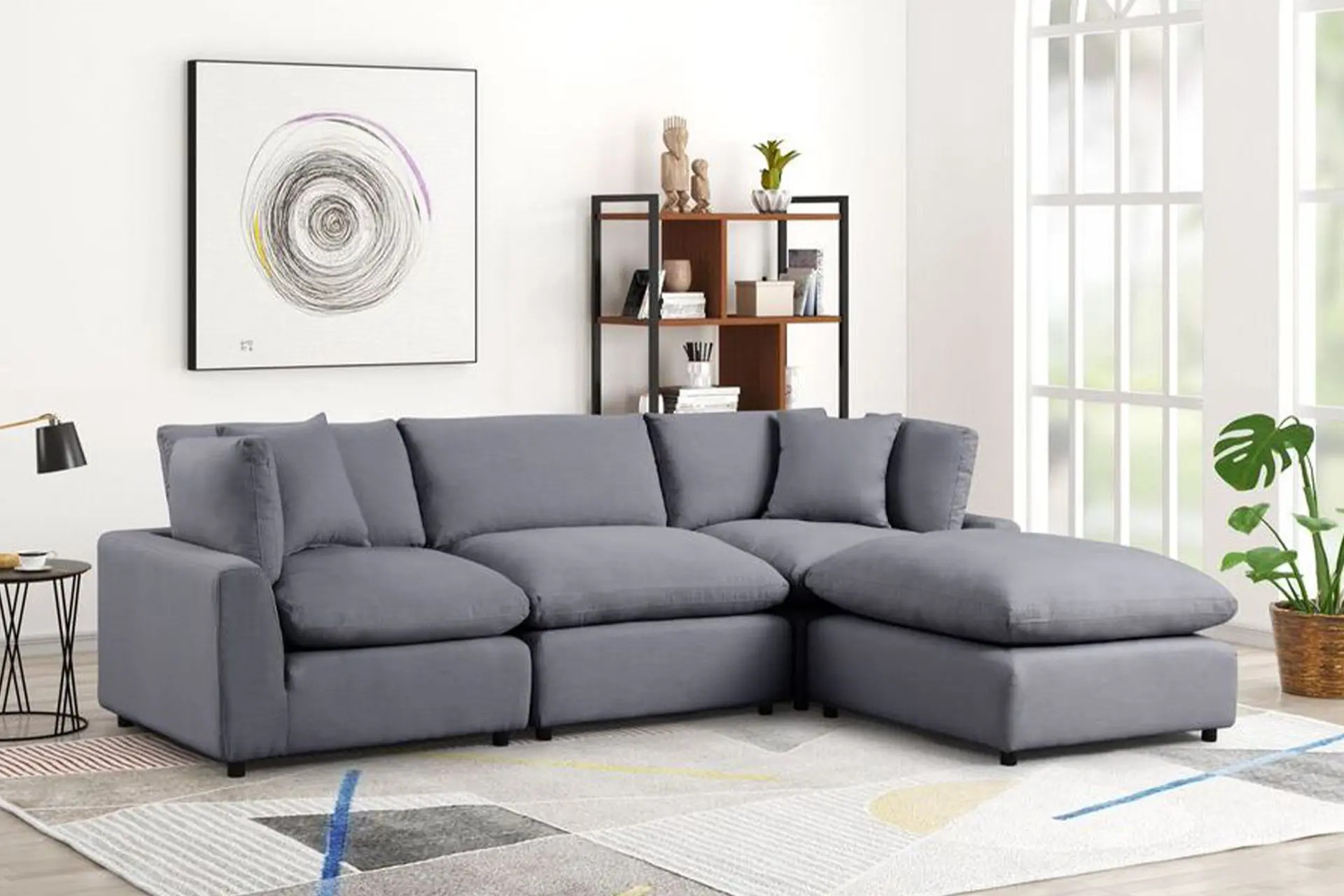 Sky Charcoal Linen Sectional.