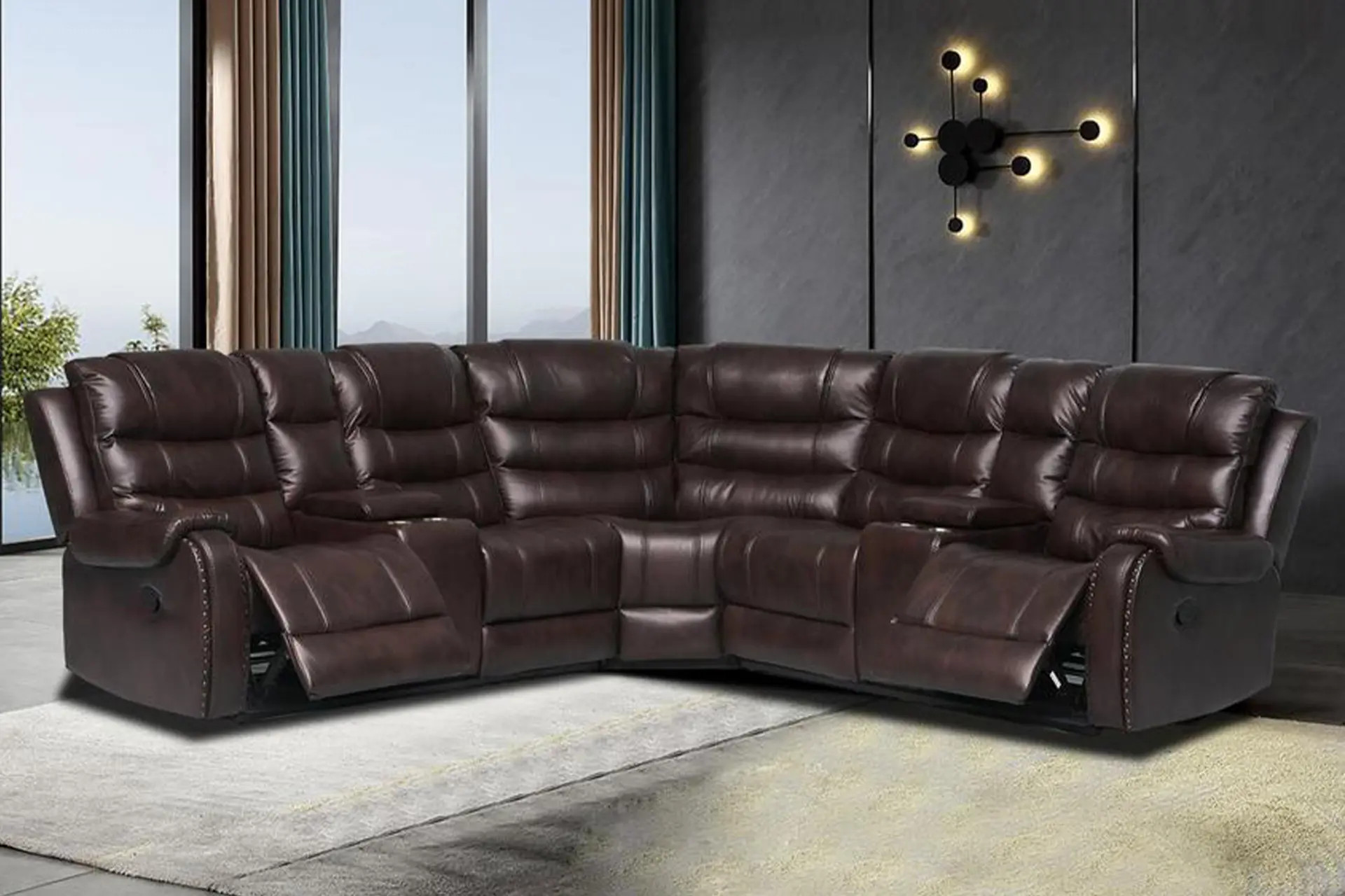 Rose Brown Reclining Sectional.