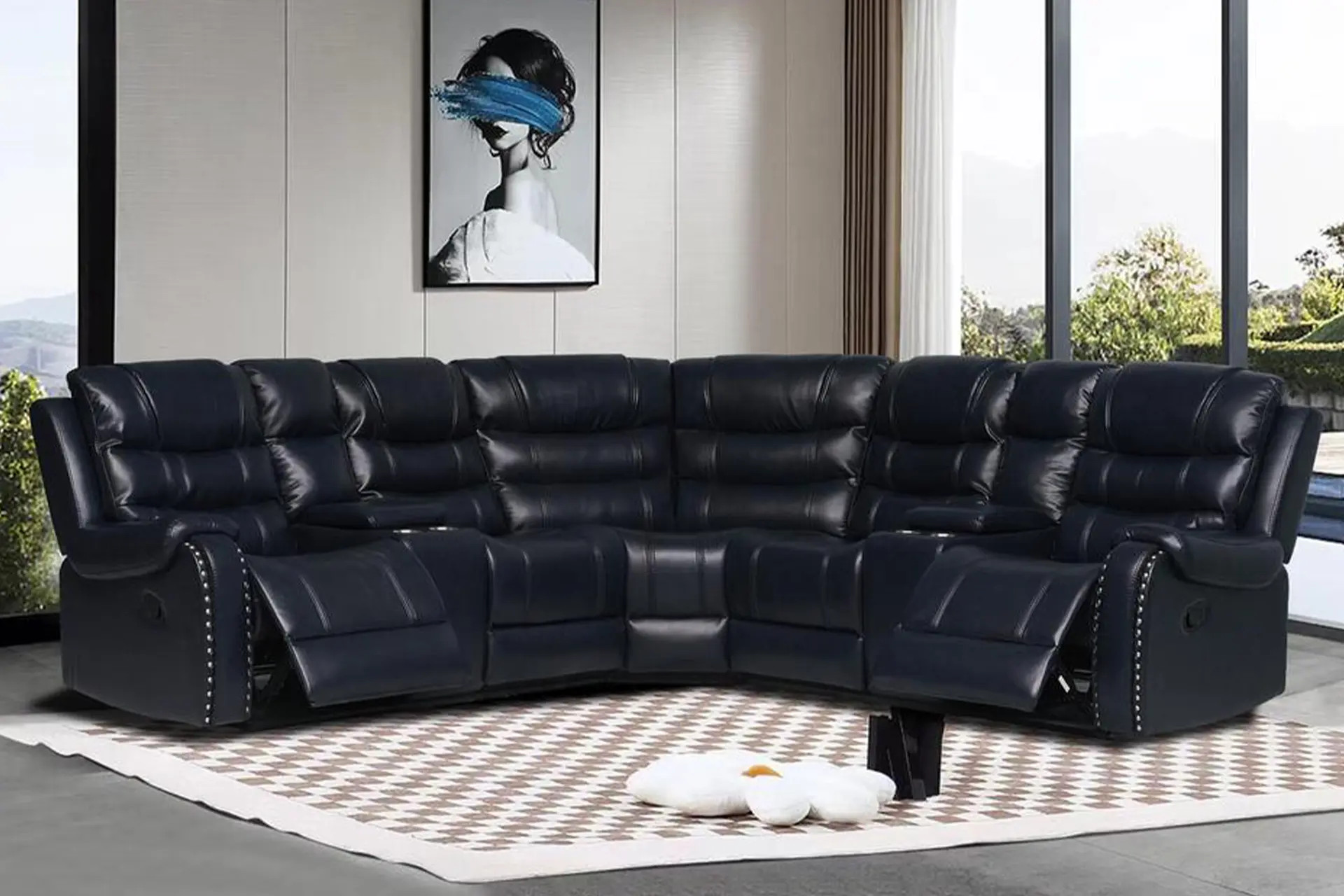 Rose Navy Reclining Sectional.