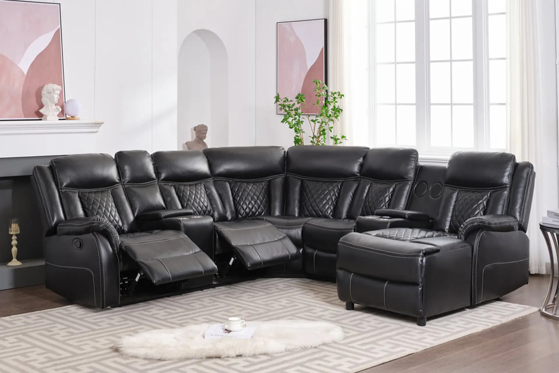 Champion Black Reclining Sectional.