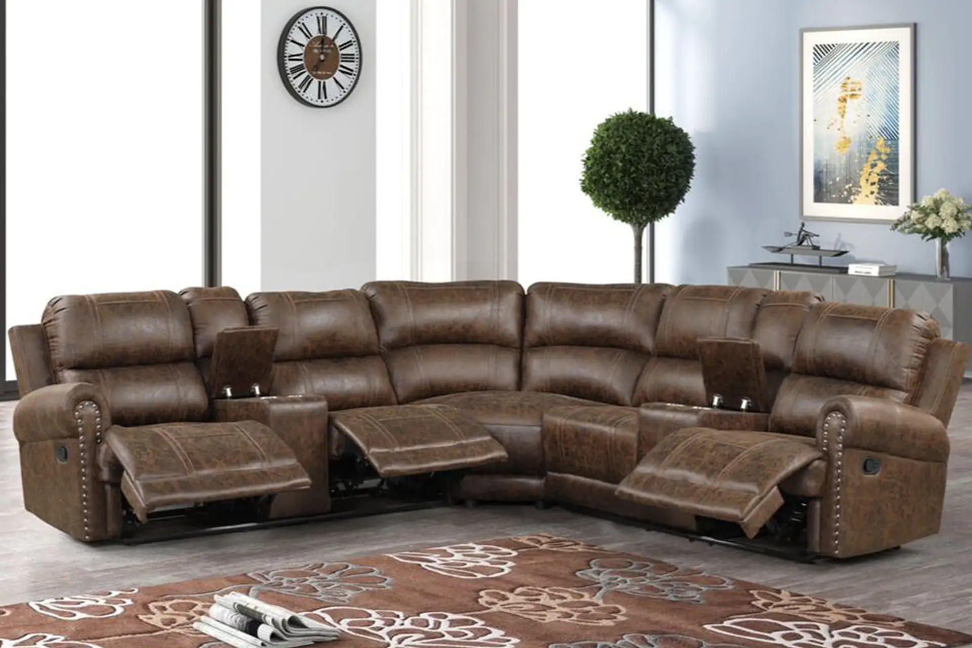 Carrol Brown Oversized Reclining Sectional.