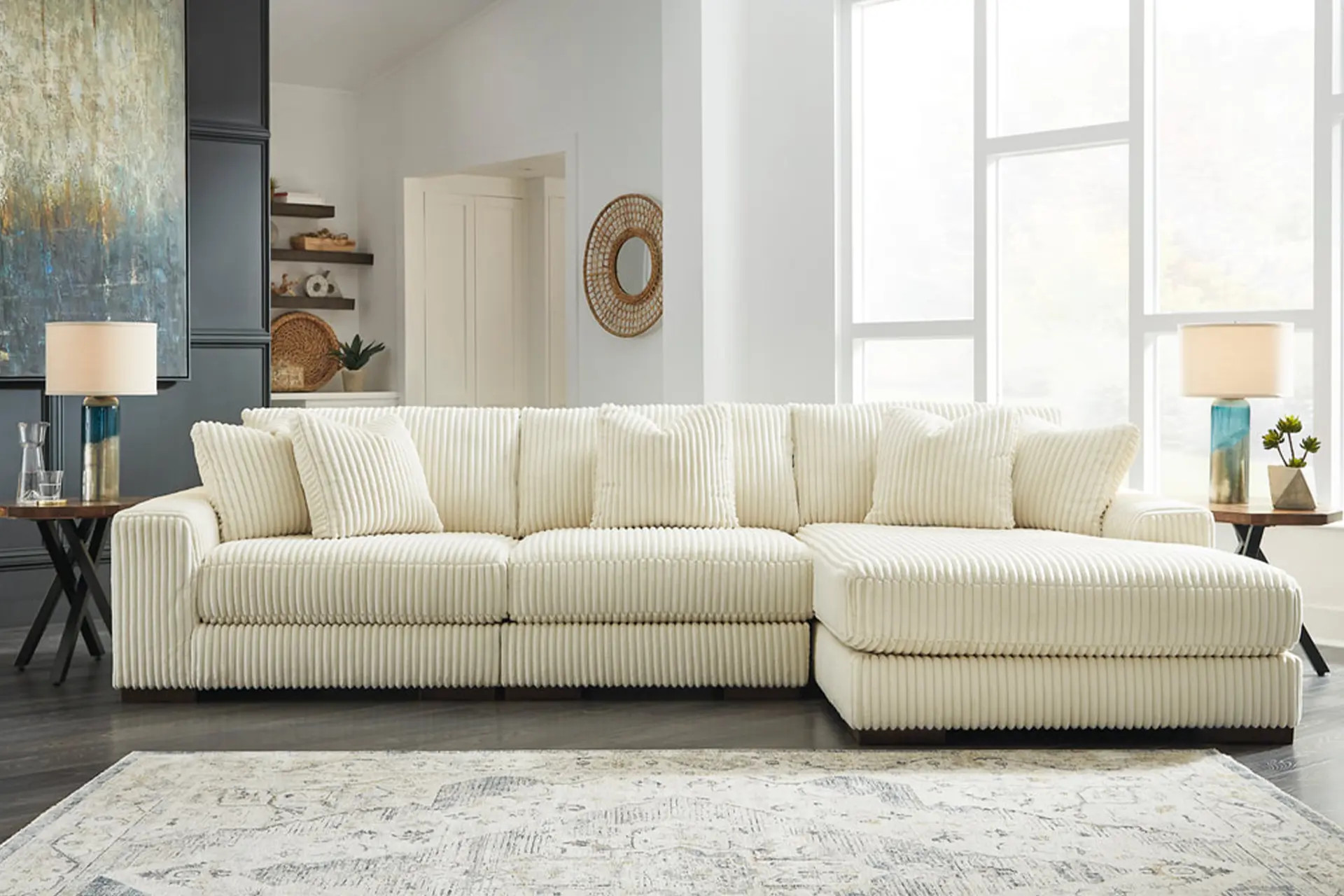 Ivory 3-Piece Sectional.