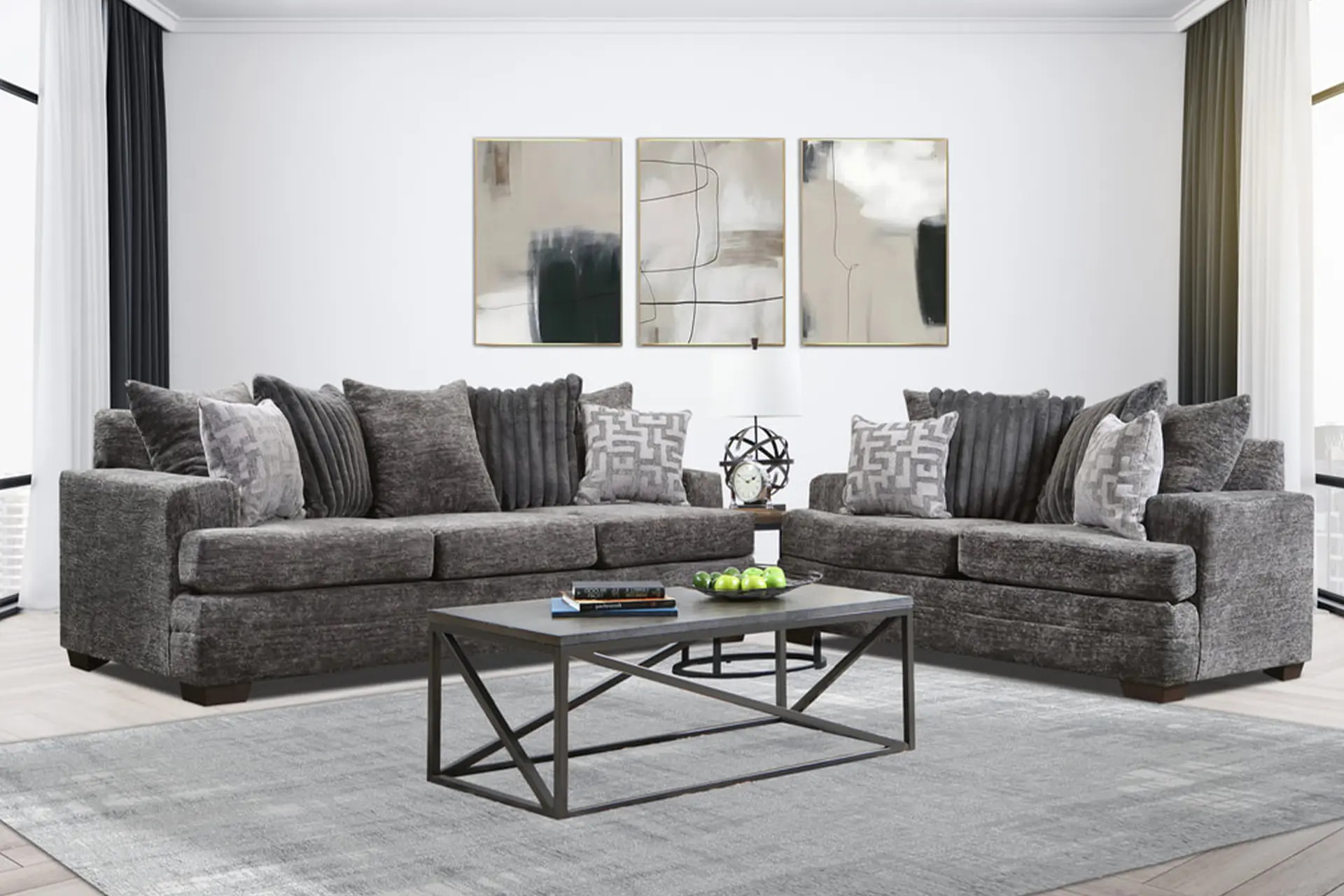 Ashley Charcoal Sofa and Love.