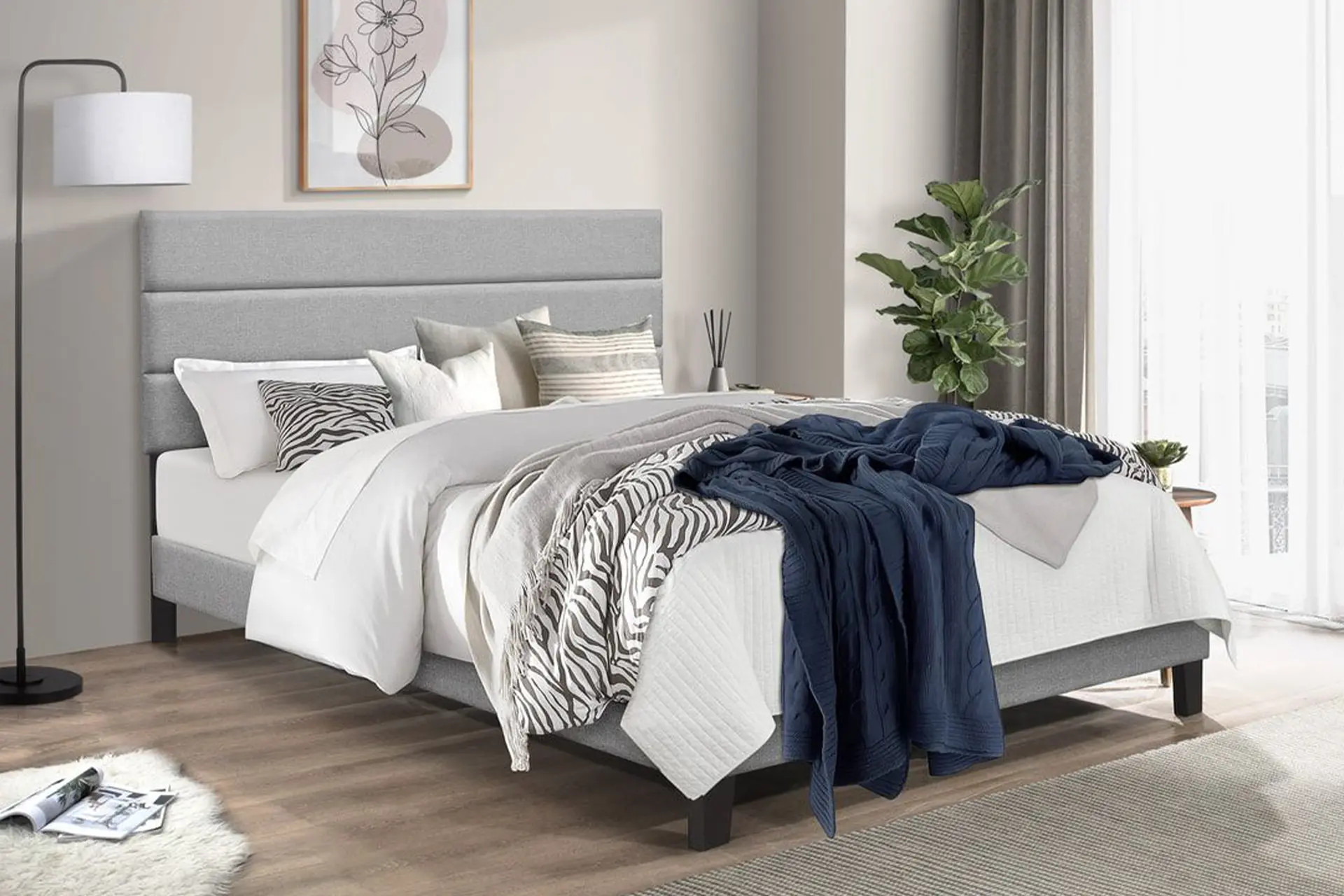 Light Grey Platform Bed.