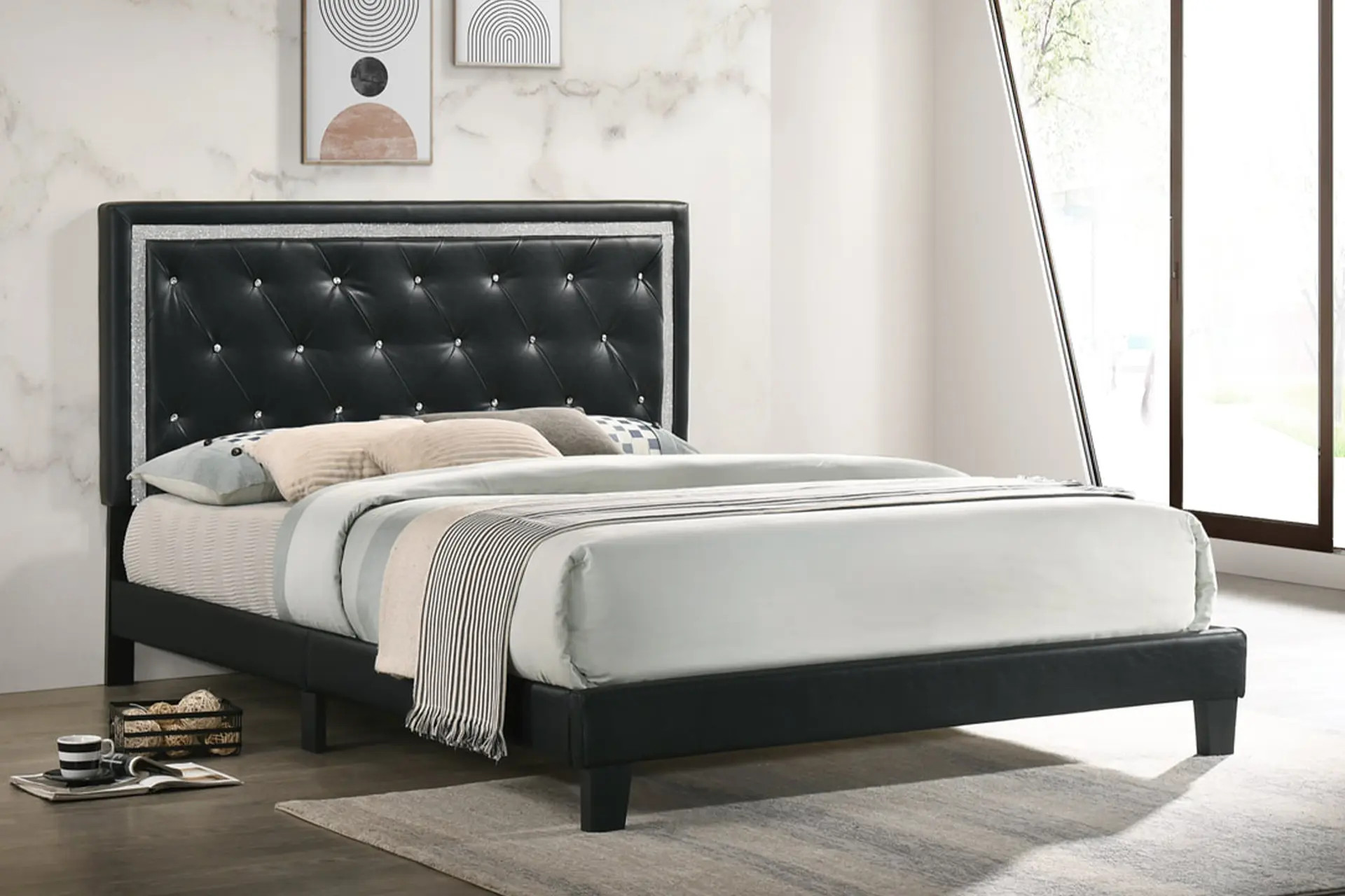 Black Polyurethane Platform Bed