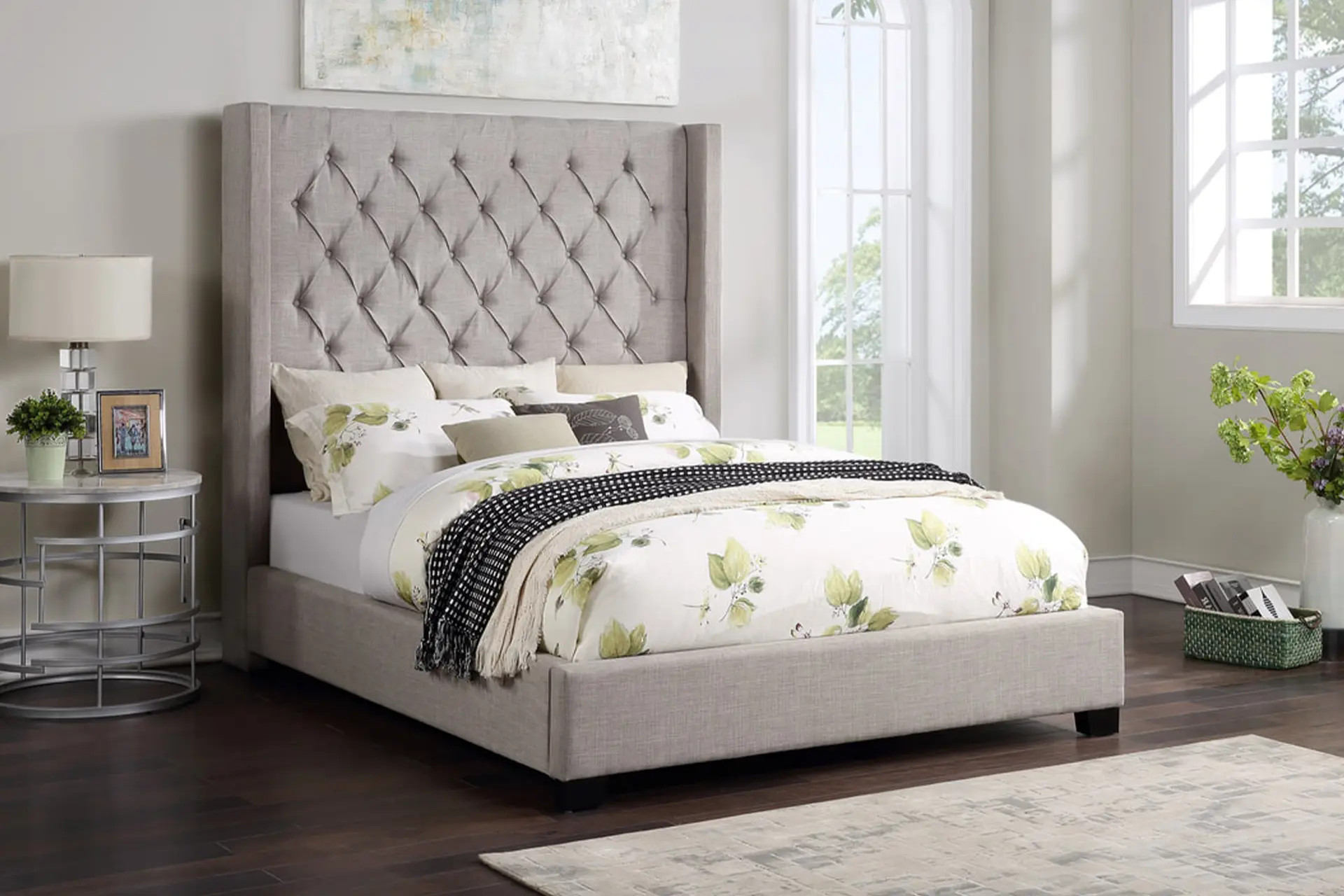Light Gray Linen Bed.