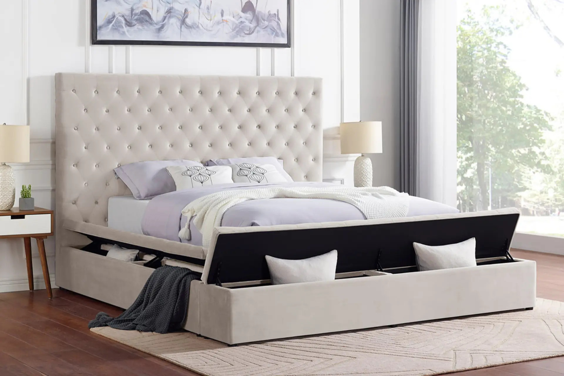 Paris Beige Platform Bed.