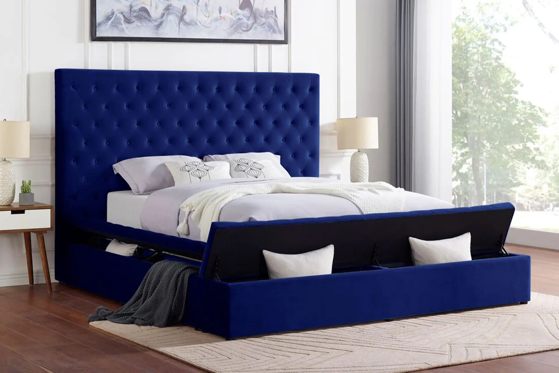 Paris Navy Platform Bed.