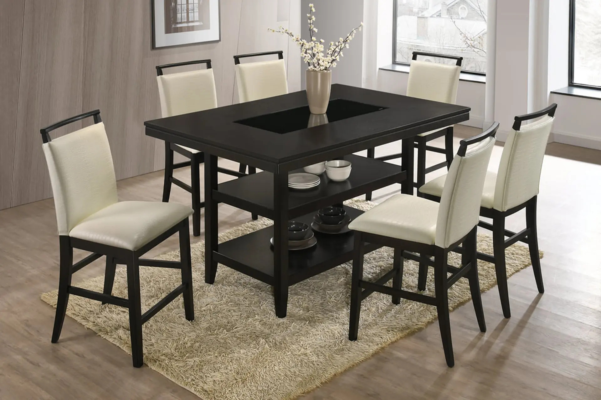 Tommy White Espresso Dining Room Set.