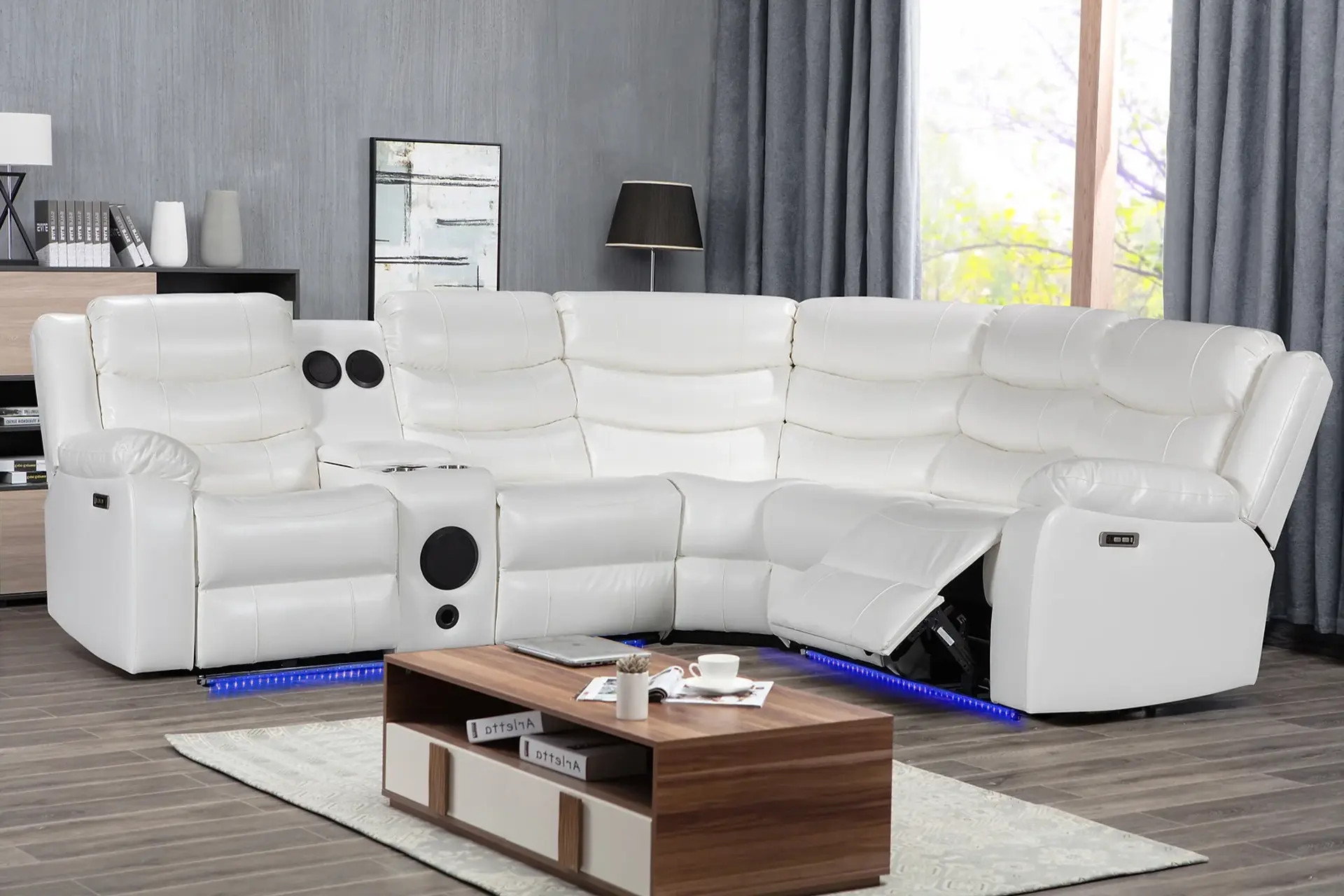 Turbo White Power Reclining Sectional.