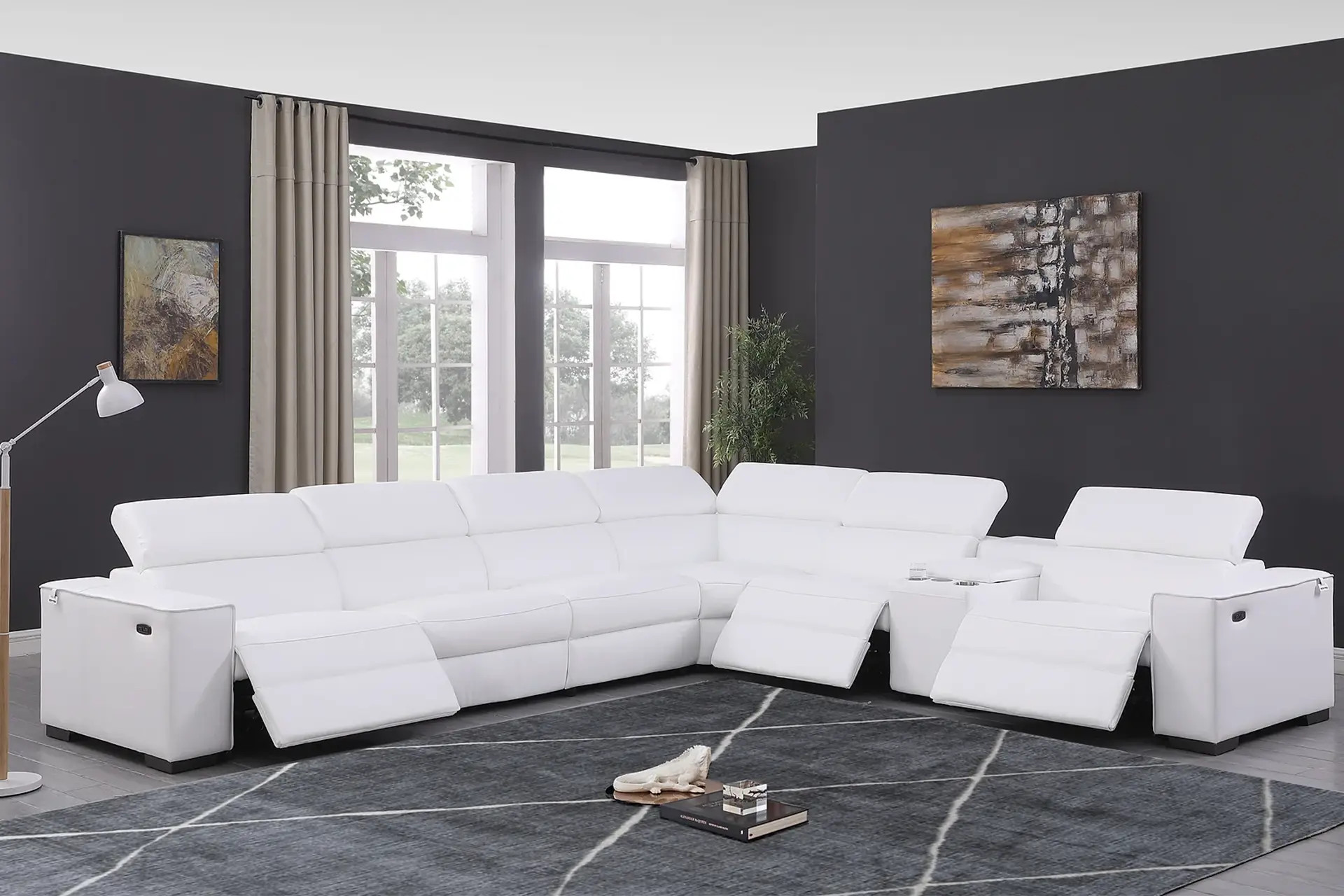 Picasso White 3-Piece Power Reclining Sectional.