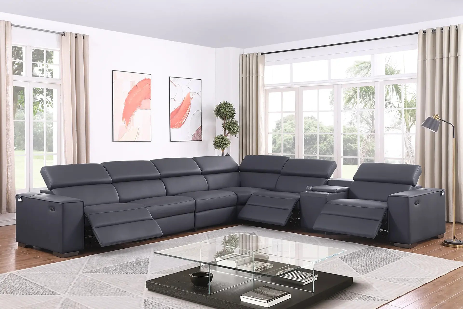 Picasso Dark Grey 3-Piece Power Reclining Sectional.