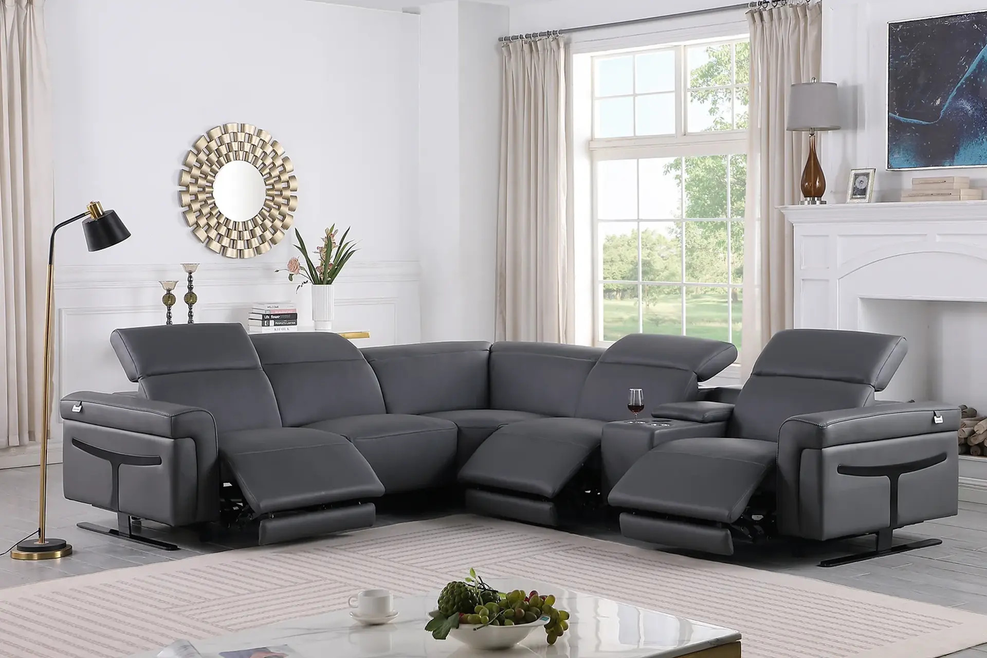 Lucca Grey 6-Piece Power Reclining Sectional.