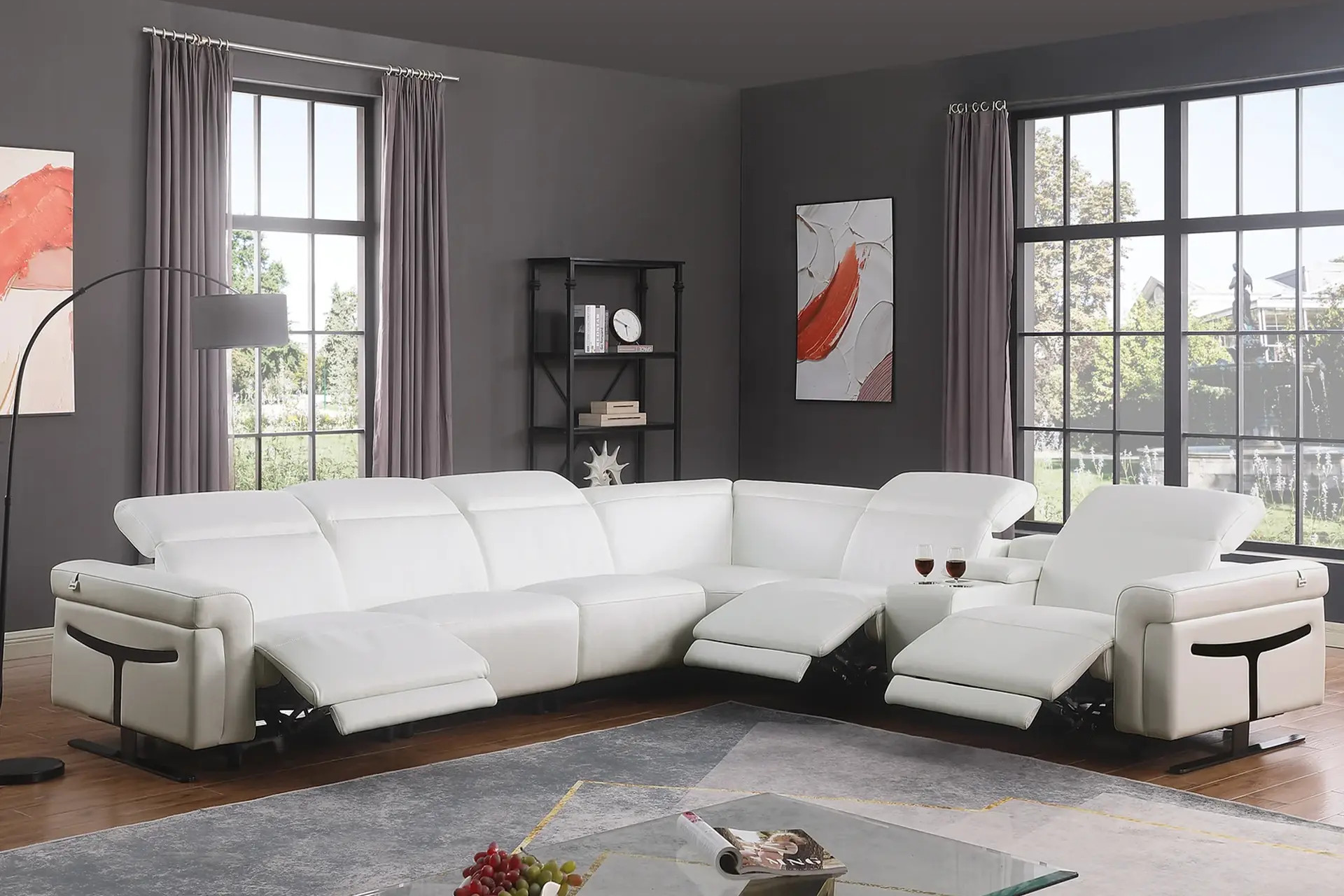 Lucca White 7-Piece Power Reclining Sectional.