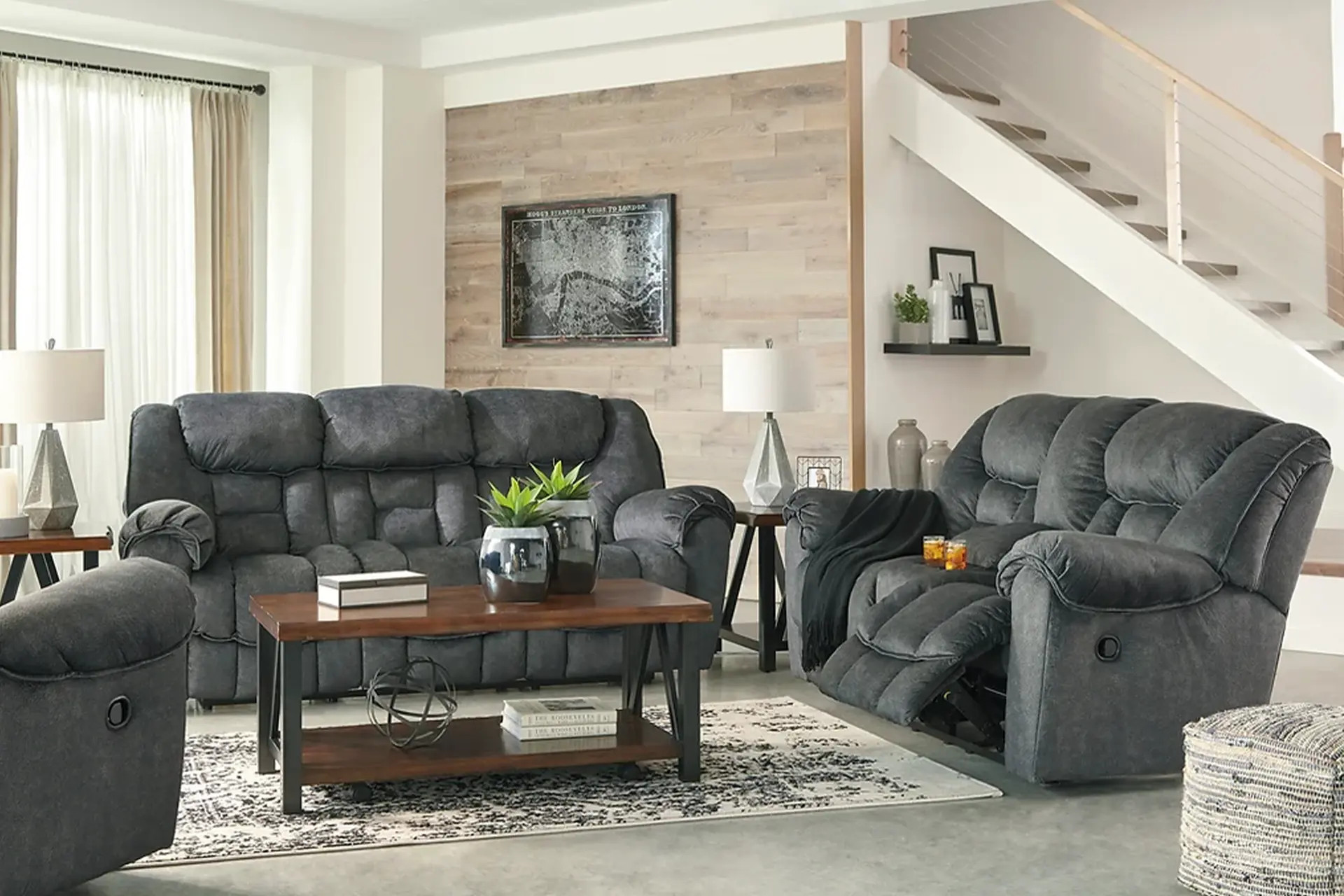 Capehorn Granite Reclining Sofa and Love.