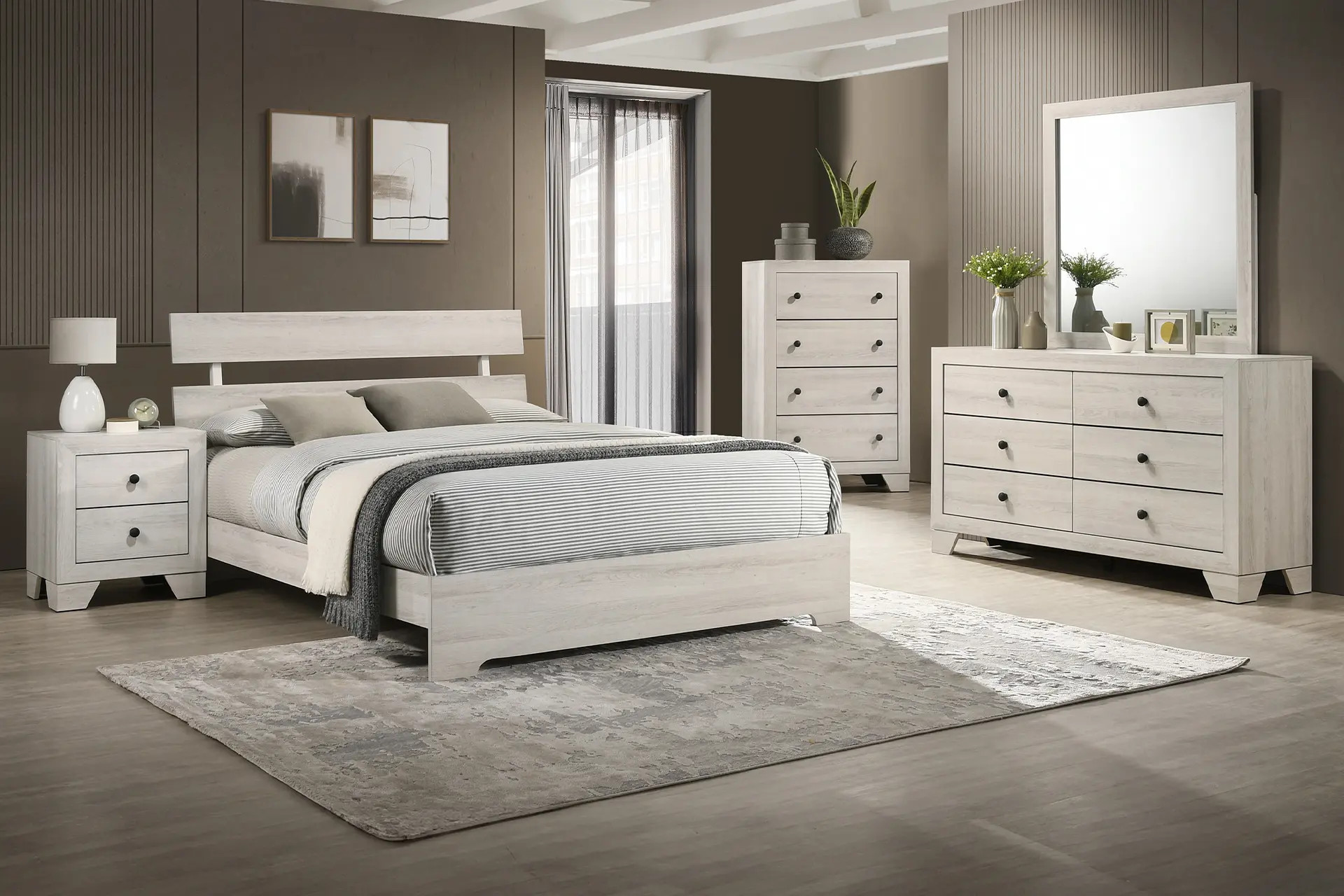 Crown Mark 6982 Atticus White Bedroom Set.