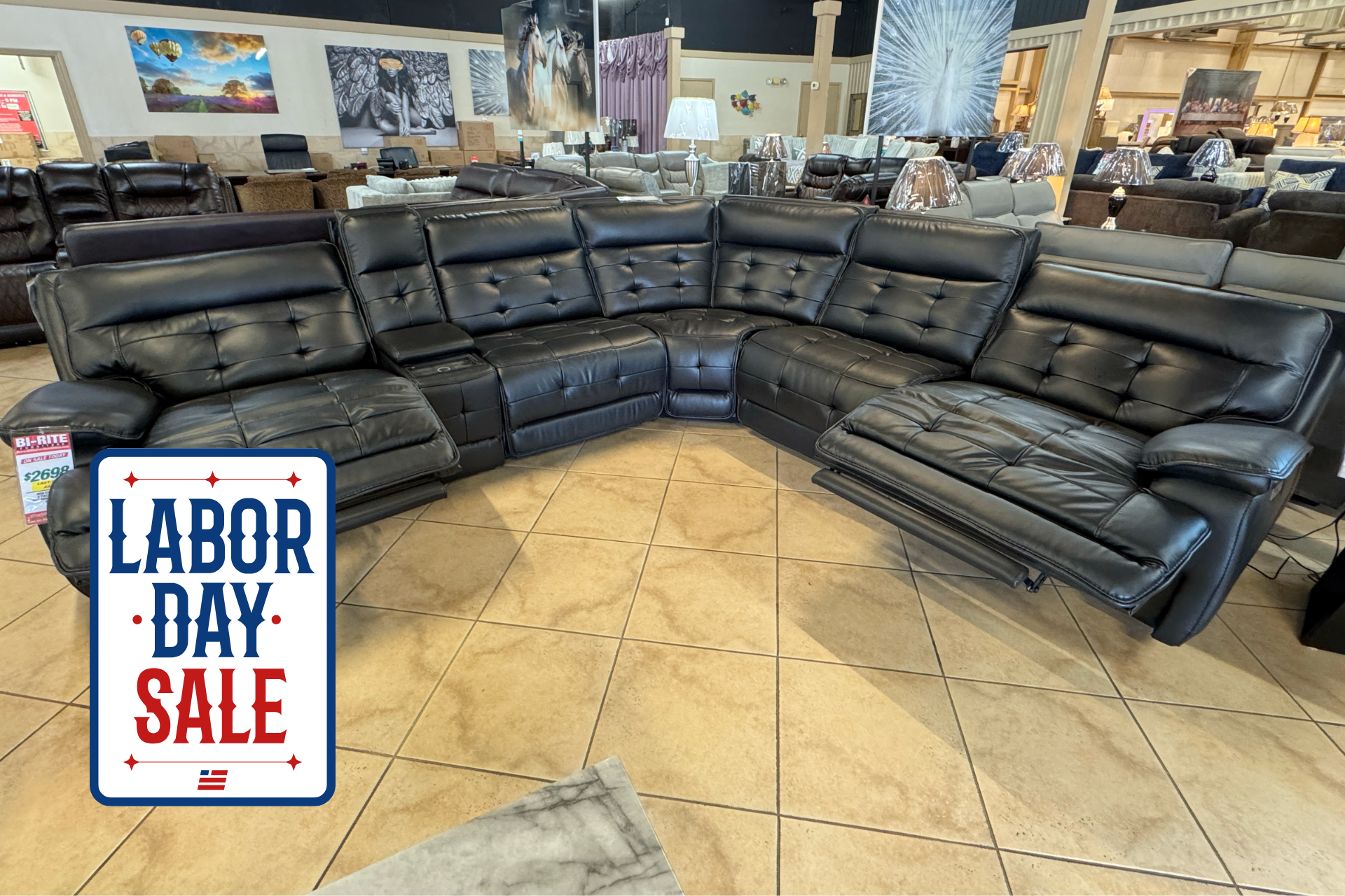 New Era S8900 Black Power Reclining Sectional with 3 Power Recliners. New Era S8900 Black Power Reclining Sectional with 3 Power Recliners.
