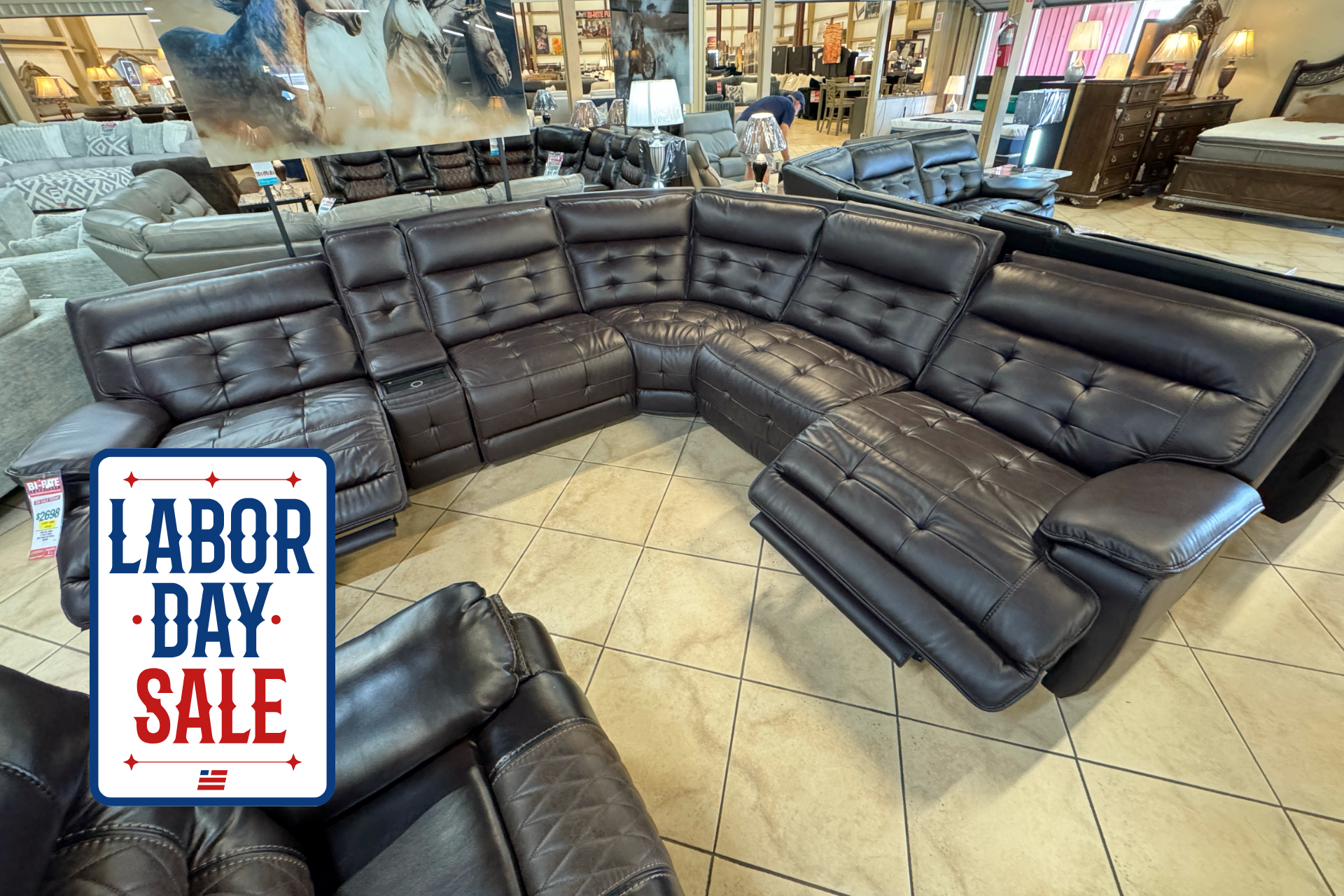 New Era S8900 Brown Power Reclining Sectional with 3 Power Recliners. New Era S8900 Brown Power Reclining Sectional with 3 Power Recliners.