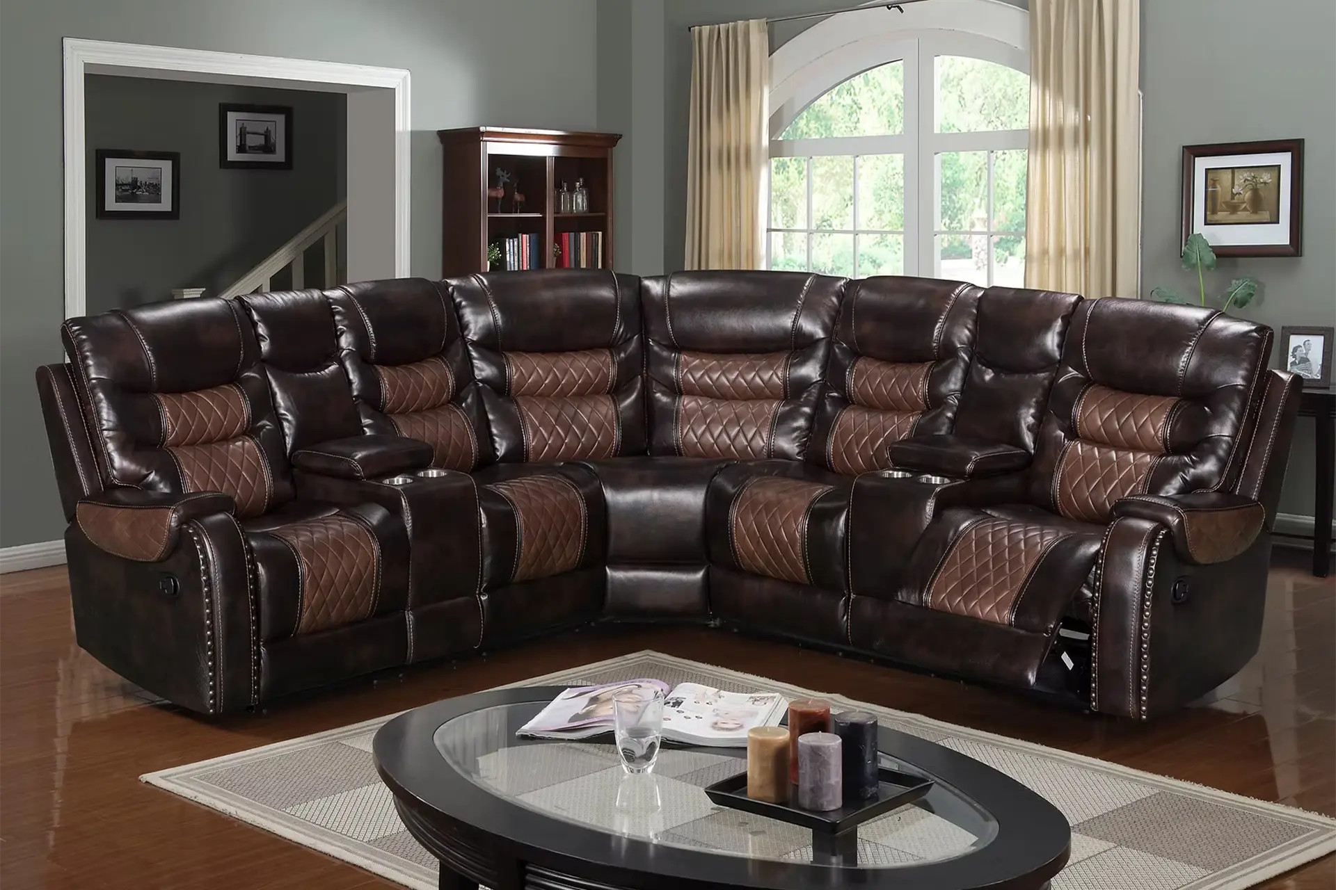 New Era S1988 Brown 3 Piece Power Reclining Sectional. New Era S1988 Brown 3 Piece Power Reclining Sectional.