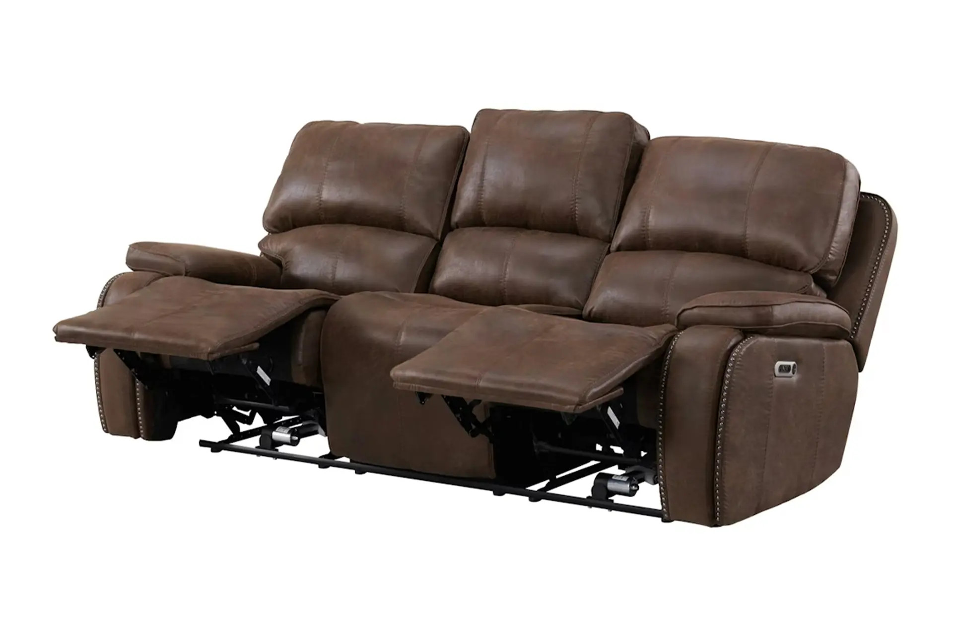 Elements 5230 Atlantis Brown Power Reclining Sofa reclined.