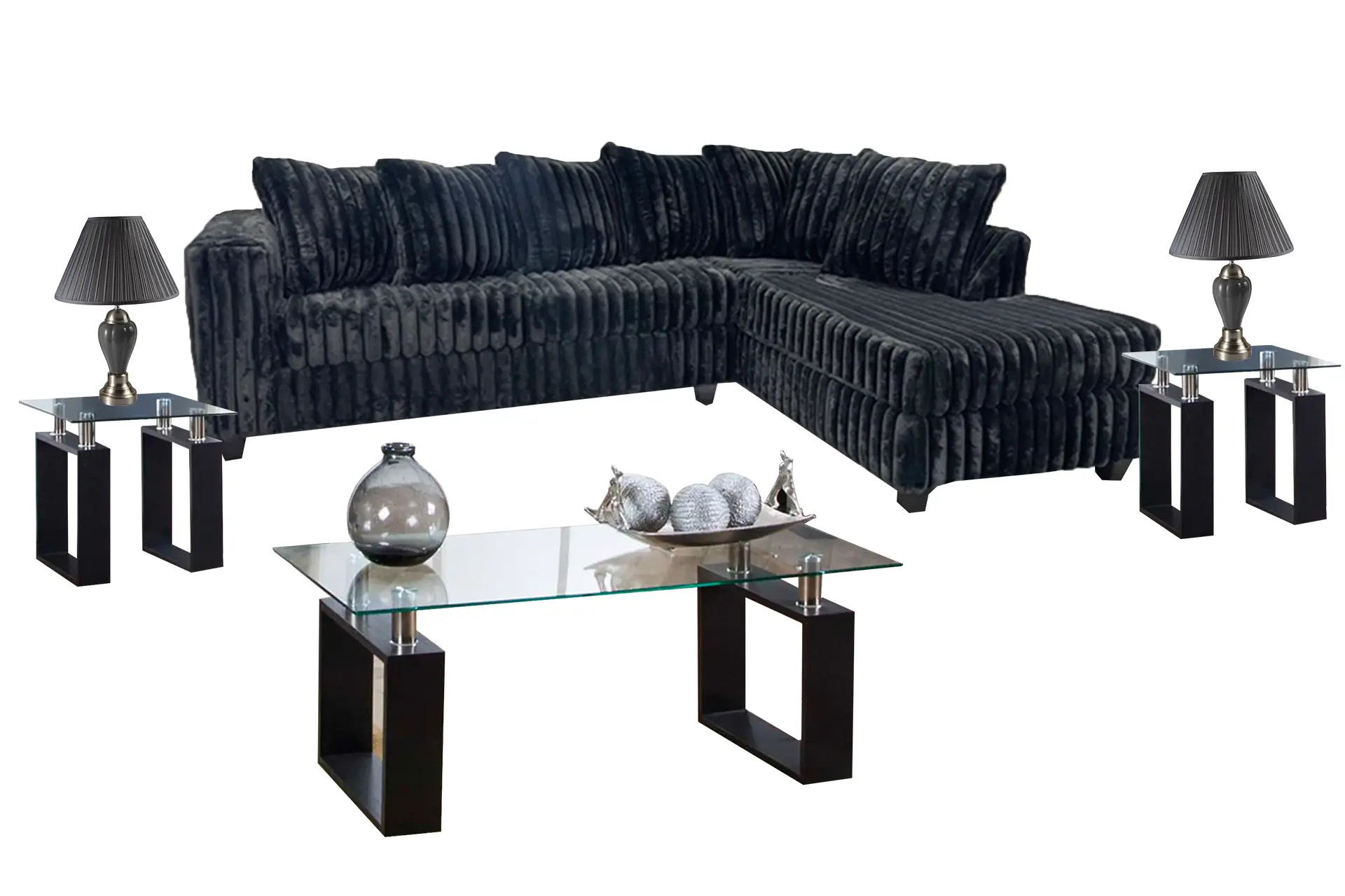 Happy Homes 510 Black Sectional Living Room Set.