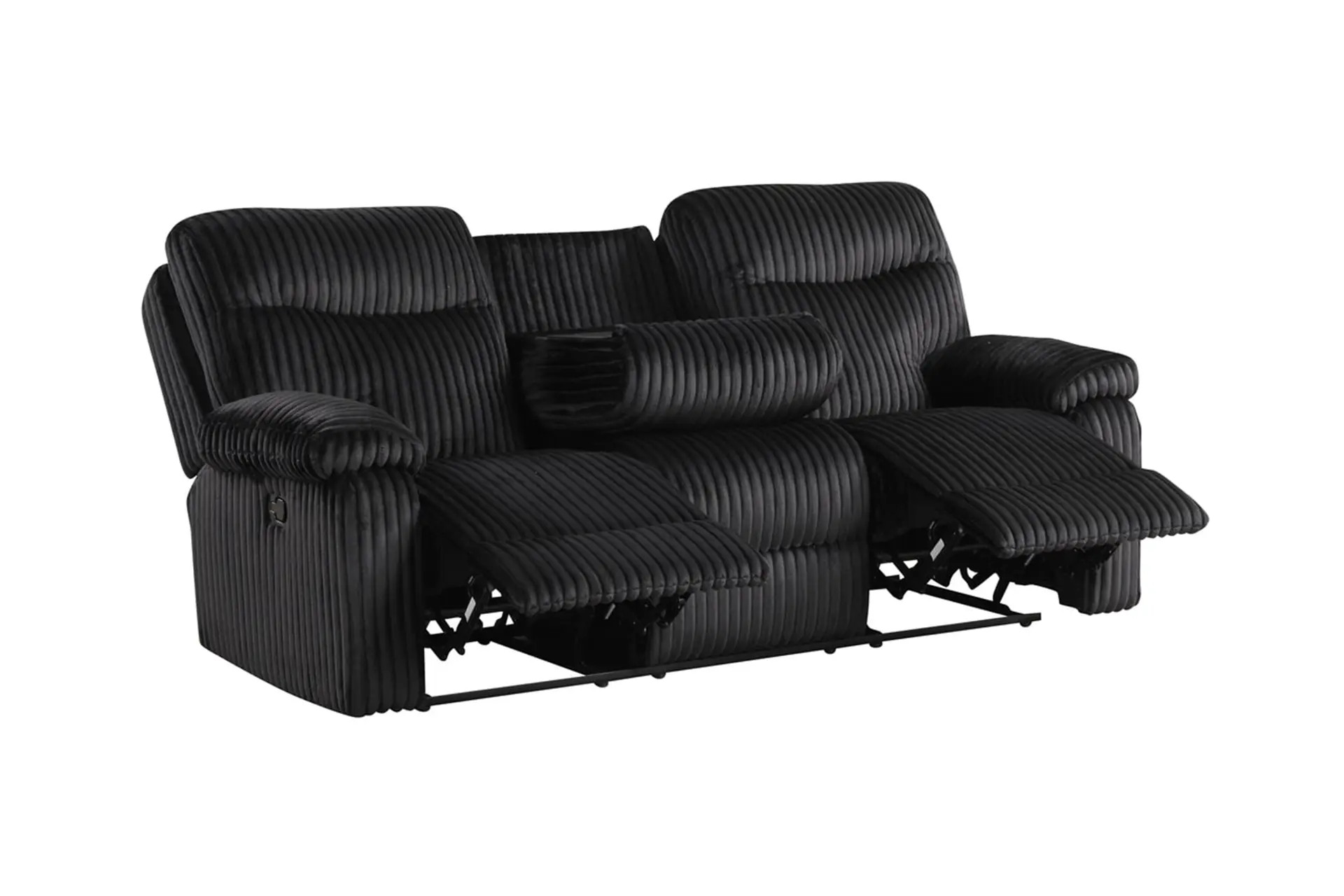 Happy Homes Bravo Black Reclining Sofa.