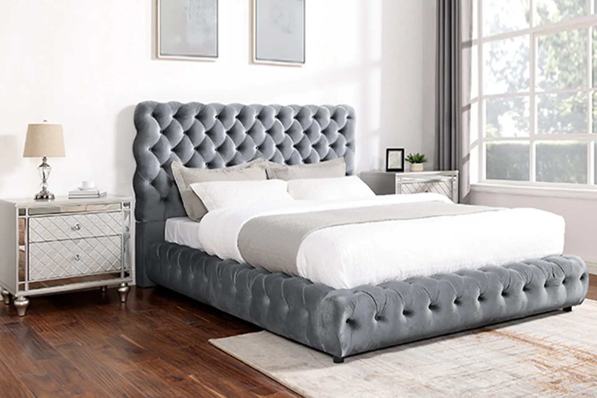 Crown Mark 5112 Flory Grey Bed.