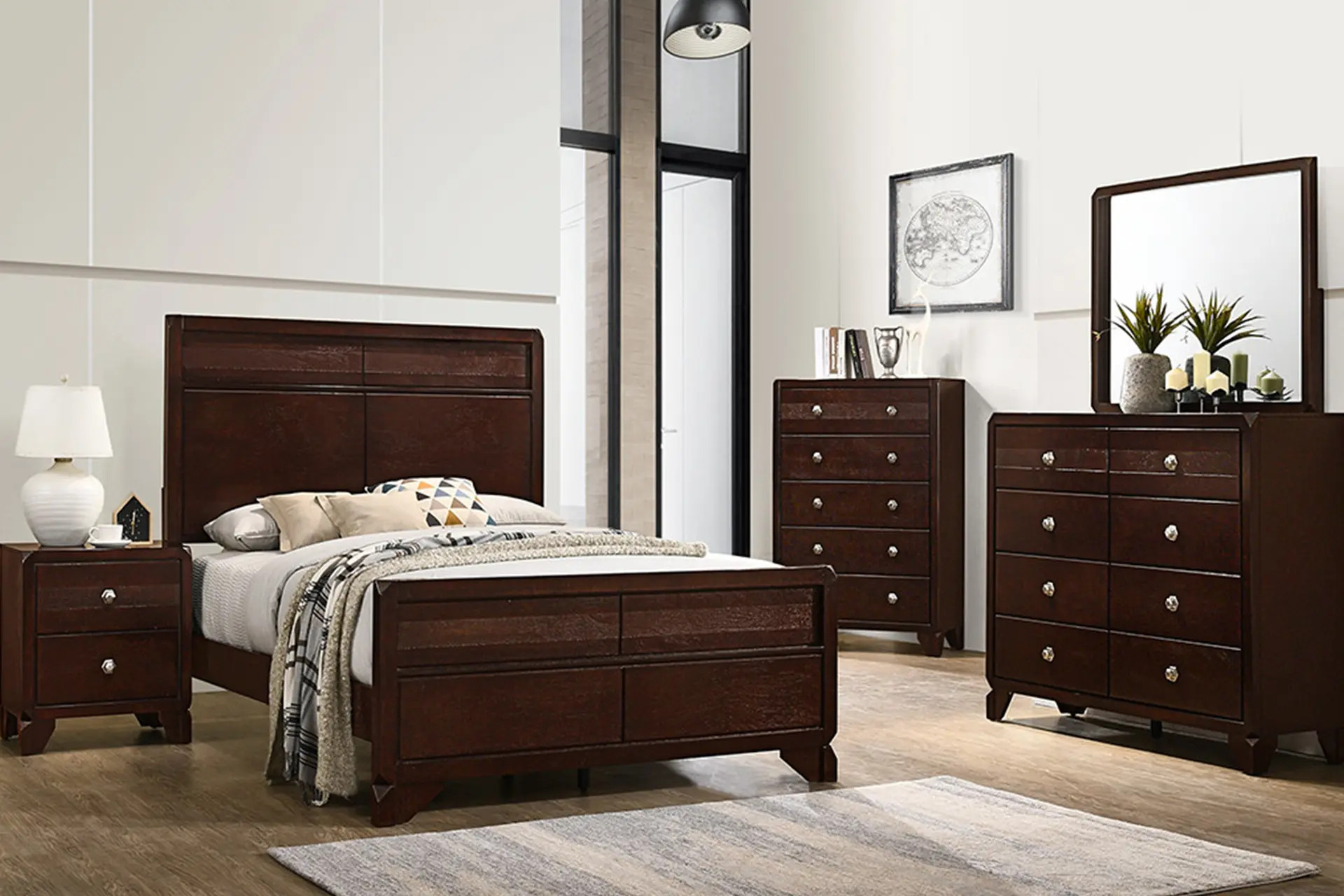 Crown Mark 6850 Tamblin Brown Bedroom Set BiRite Furniture