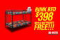 Donco 4501 Black Metal Twin Twin Bunk Bed with Free Mattresses.