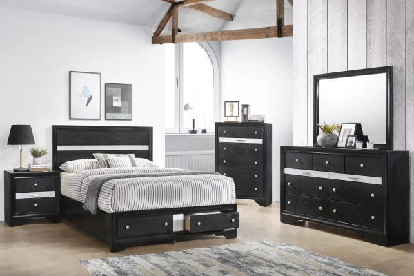 Crown Mark 3950 Louis Philip Black 6-Piece Bedroom Set