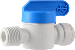STRAIGHT PUSH-CONNECT X MPT SHUT-OFF VALVES: WHITE POLY STRAIGHT PUSH-CONNECT X MPT SHUT-OFF VALVES: WHITE POLY