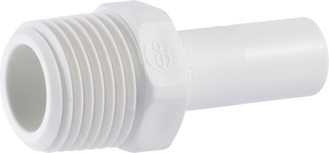 PART MT - MALE TUBE STEM ADAPTER - NPTF THREAD - WHITE POLY