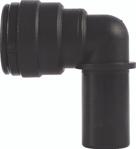 PART TEC - TUBE STEM PLUG IN ELBOW CONNECTOR - METRIC - BLACK ACETAL