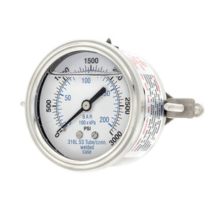 Type 303 | All Stainless, Liquid Filled or Dry - Center-Back Mount w/ U-Clamp