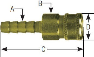 1/8" BODY SIZE SOCKET - ONE WAY VALVED - BRASS 1/8" BODY SIZE SOCKET - ONE WAY VALVED - BRASS