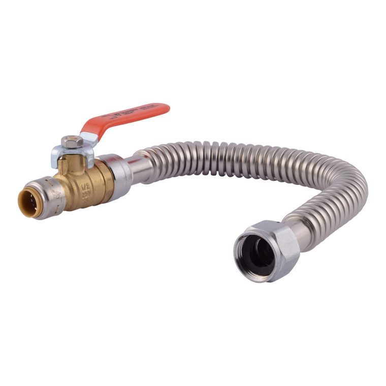 Shark-Bite Max Push Corrugated Water Heater Connector with Ball Valve