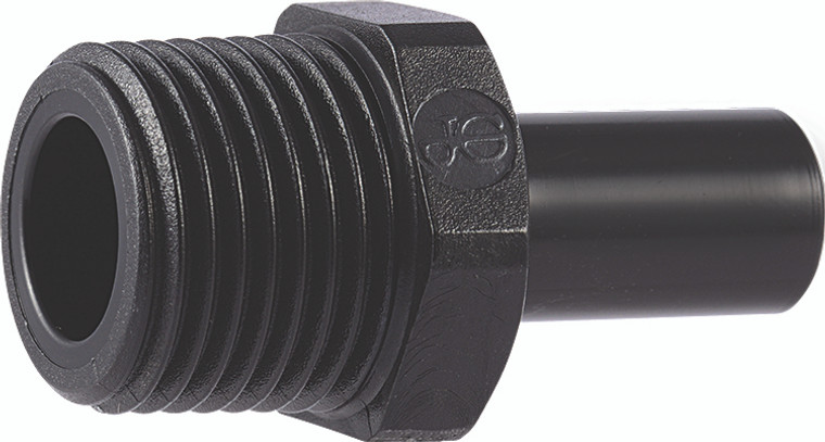 PART MT - MALE TUBE STEM ADAPTER - BSPT THREAD - METRIC - BLACK ACETAL