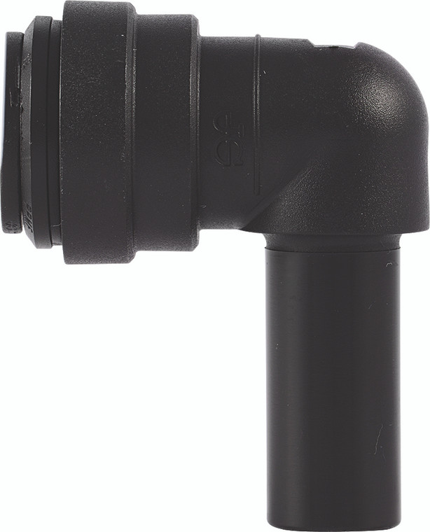 PART TEC - TUBE STEM PLUG IN ELBOW CONNECTOR - BLACK POLY