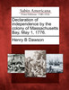 Declaration of independence by the colony of Massachusetts Bay, May 1, 1776.