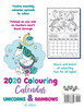 2020 Colouring Calendar Unicorns & Rainbows (UK Edition)