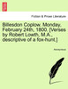 Billesdon Coplow. Monday, February 24th, 1800. [Verses by Robert Lowth, M.A., descriptive of a fox-hunt.]