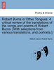 Robert Burns in Other Tongues. A critical review of the translations of the songs and poems of Robert Burns. [With selections from various translations, and portraits.]