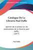 Catalogue De La Librairie Paul Daffis