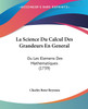 La Science Du Calcul Des Grandeurs En General